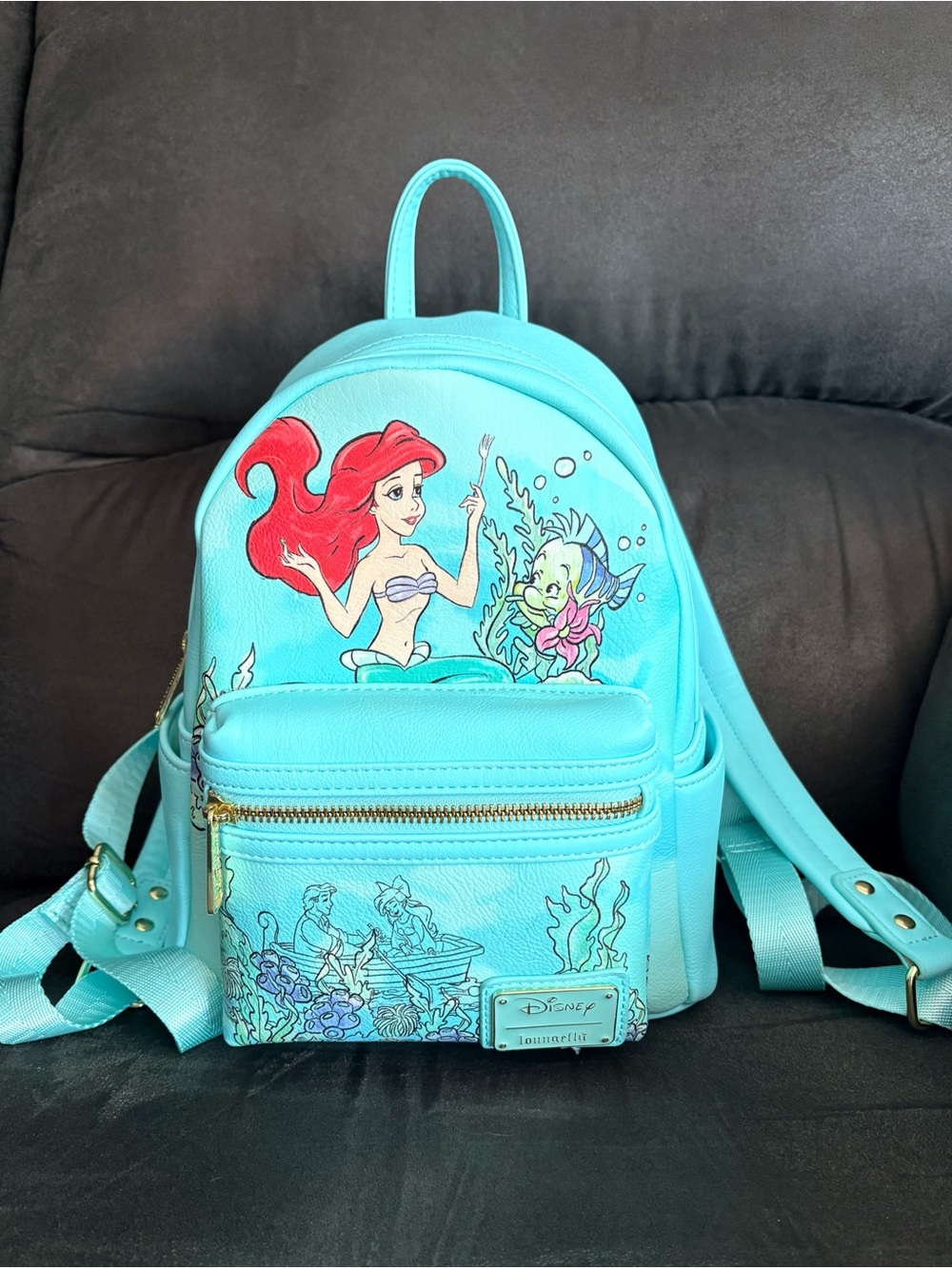 Loungefly Disney The Little Mermaid Aqua Mini Backpack with Red Hair Detail